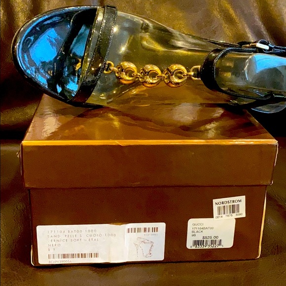 EUC GUCCI Sand Pelle Vernice Soft Metal Sandal - Picture 5 of 7